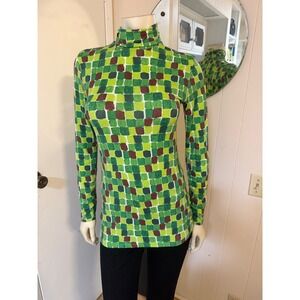 RARE Marni x Uniqlo Heattech Mock Neck Long Sleeve Checked Top M